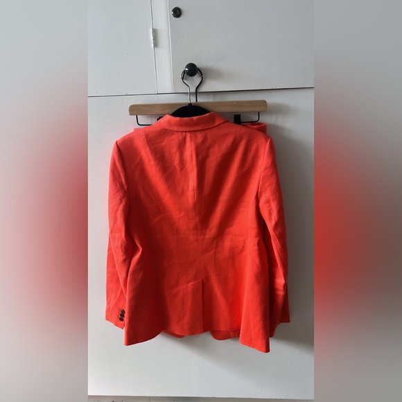 Banana Republic Linen/ cotton Blazer & Shorts Set Size 2 Coral Red Summer Suit - Picture 8 of 9